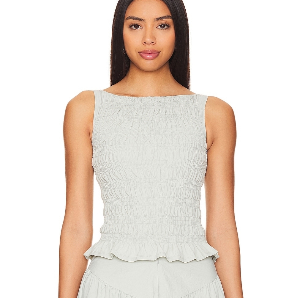 Peachy Den Deba Shirred Bodice Peplum Hem Top XL